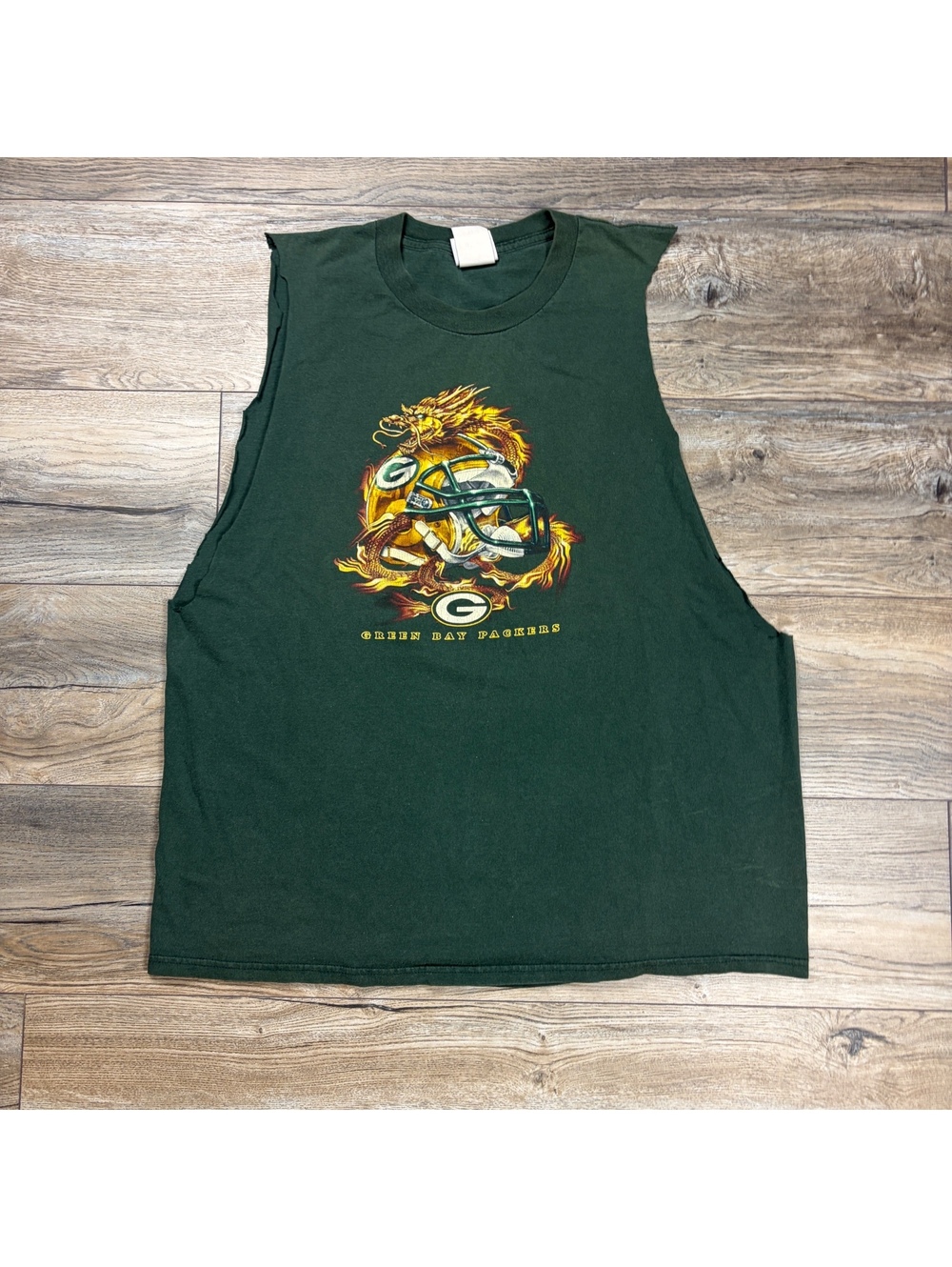 Green Bay Packers green cut-off sleeveless shirt
